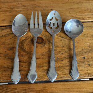 Vtg Rogers Stainless Steel Glendale Flatware Serving Utensils Lot Of 4